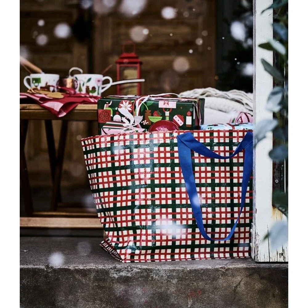 Ikea Tote Bag NEW Vinterfint 2025 Large Shopping Bag Check Pattern 806.039.59